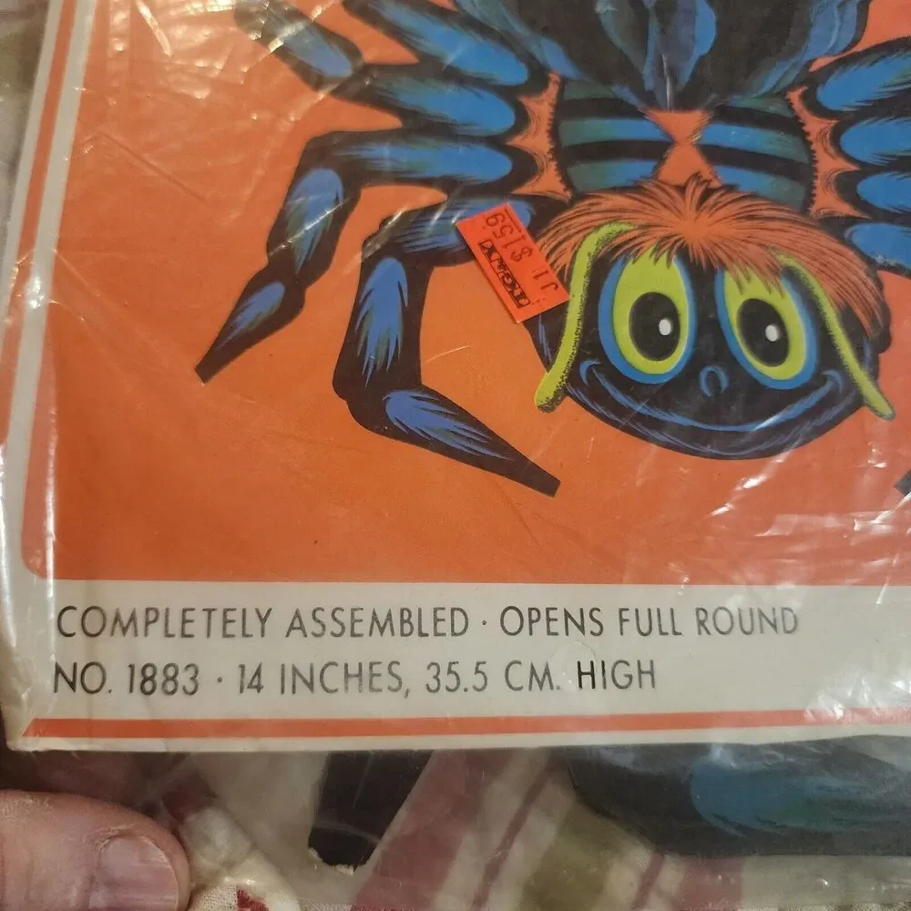 Vintage A Beistle Creation Hanging Blue Spider Halloween